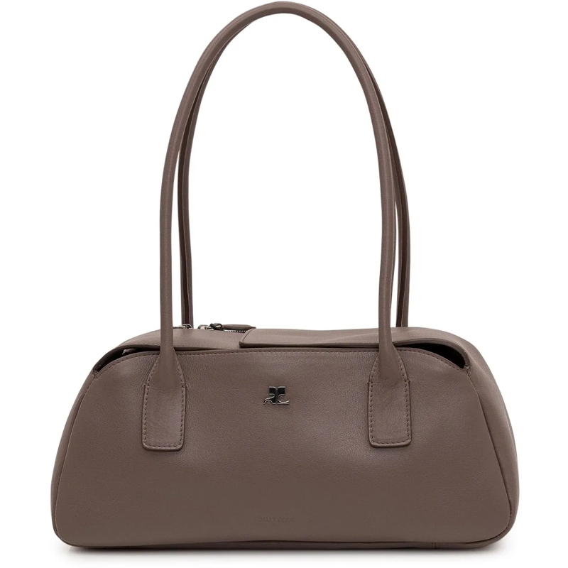 Courrèges Tote Borsa a Mano in Pelle con Doppio Manico taupe