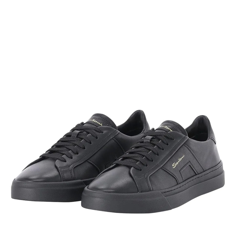 Santoni Schnürschuhe Sneaker aus Leder schwarz(Image 2)