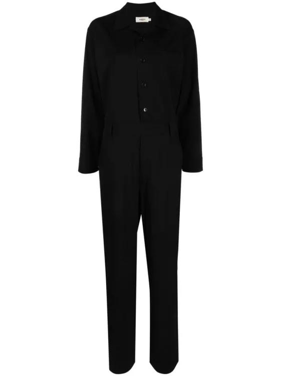 Barena Black Wool Blend Jumpsuit Black Jumpsuits