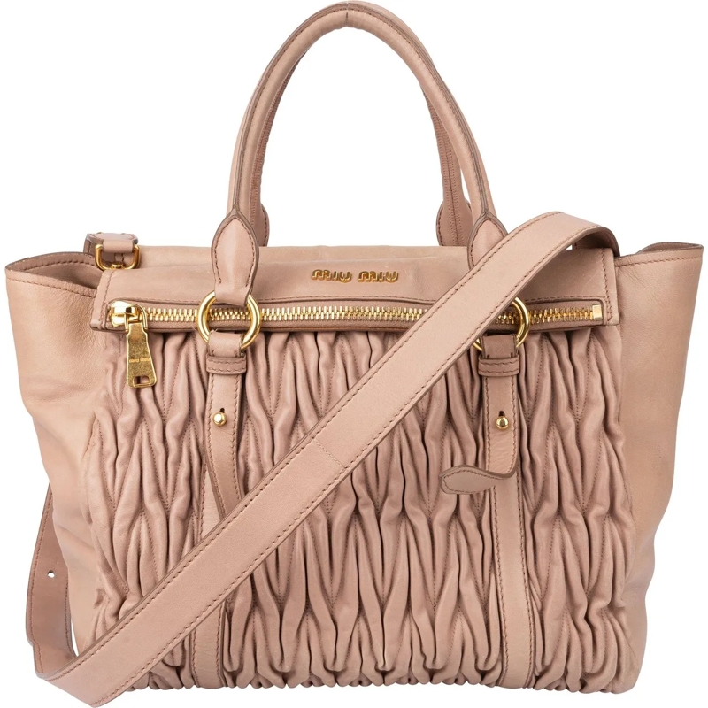 Miu Miu Tote Miu Miu Quilted Leather City Handbag rot