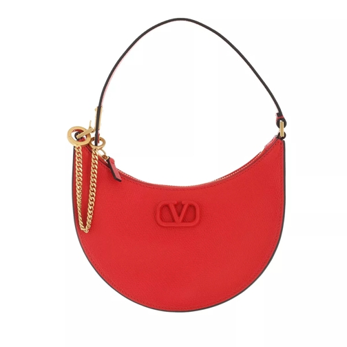 Valentino Garavani Mini V-Logo Signature Hobo Bag Leather Red Sac hobo