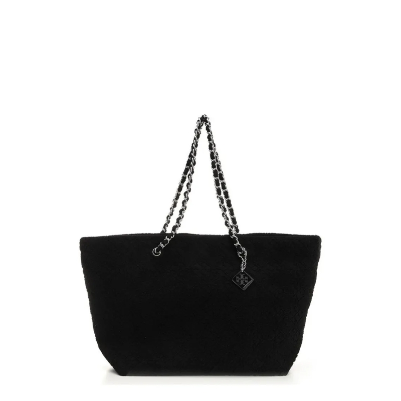 Tory Burch Tote Black Sponge Shopping Bag With Logo Black