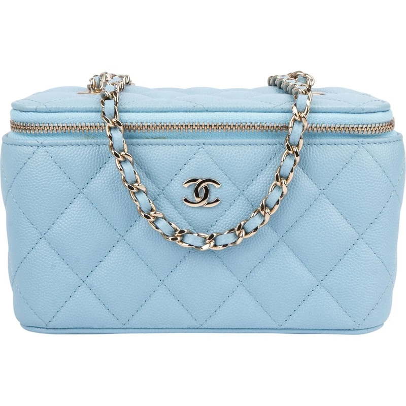 Chanel Sac à bandoulière Chanel Quilted Caviar Leather Vanity Crossbody Bag blau