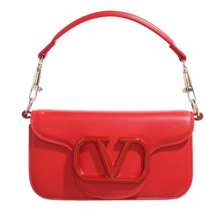 Valentino Garavani Locò Calfskin Shoulder Bag Rouge Pur