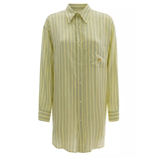 Etro Long Striped Yellow Shirt With Embroidery On The P Yellow 