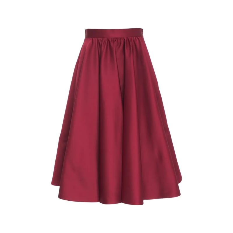 Max Mara Midirok Flared Midi Skirt With Gathered Waistline And Vibr Burgundy