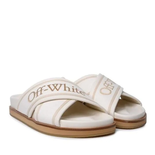 Off-White Cloud Criss Cross' Slippers In Beige Leather Blend Neutrals Claquette