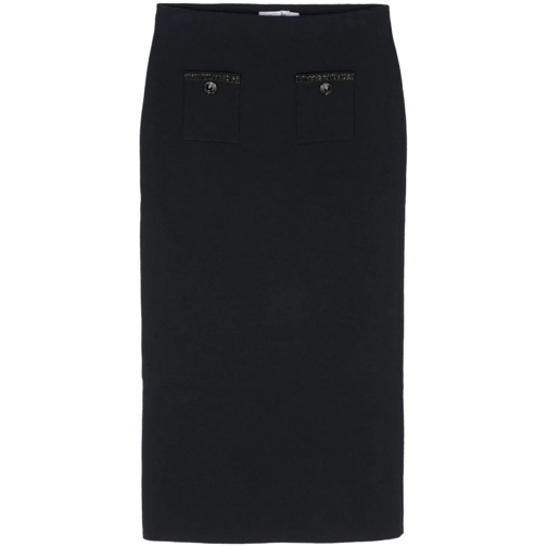 Self Portrait Black Embellished Midi Skirt Black Midi Rokken