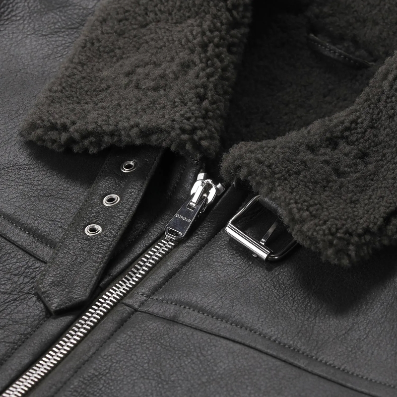 Dondup Veste en cuir Fliegerjacke aus Lammleder grau(Image 3)