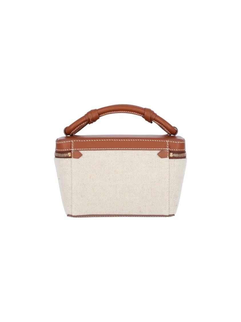 Balmain Crossbody bags Structured Canvas Bag With Leather Handle And Logo in beige