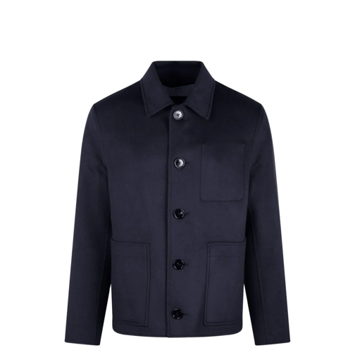 AMI Paris Overgangsjas Boxy Buttoned Jacket Blue