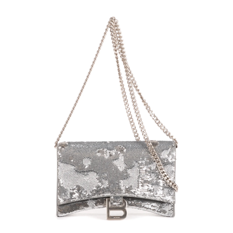 Balenciaga Crossbody Bag Hourglass Wallet on Chain silber