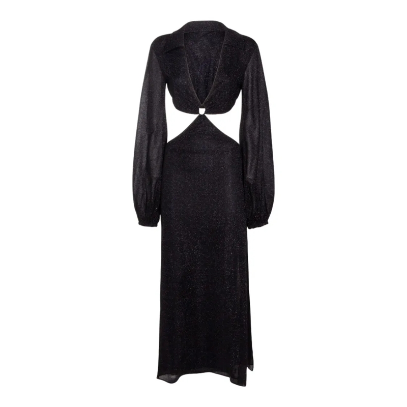 Oséree Robe midi Classic Silhouette Black Dress With Smooth Texture Black