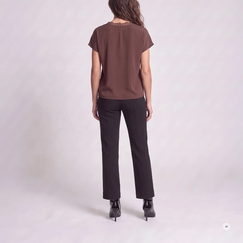 Marc Aurel Bluse Top- Seitenschlitze- überschnittener Arm- kurz braun(Image 4)
