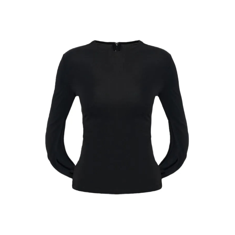 Alexander Wang Haut à manches longues Long-Sleeved Top With Draped Back Sleeves Black