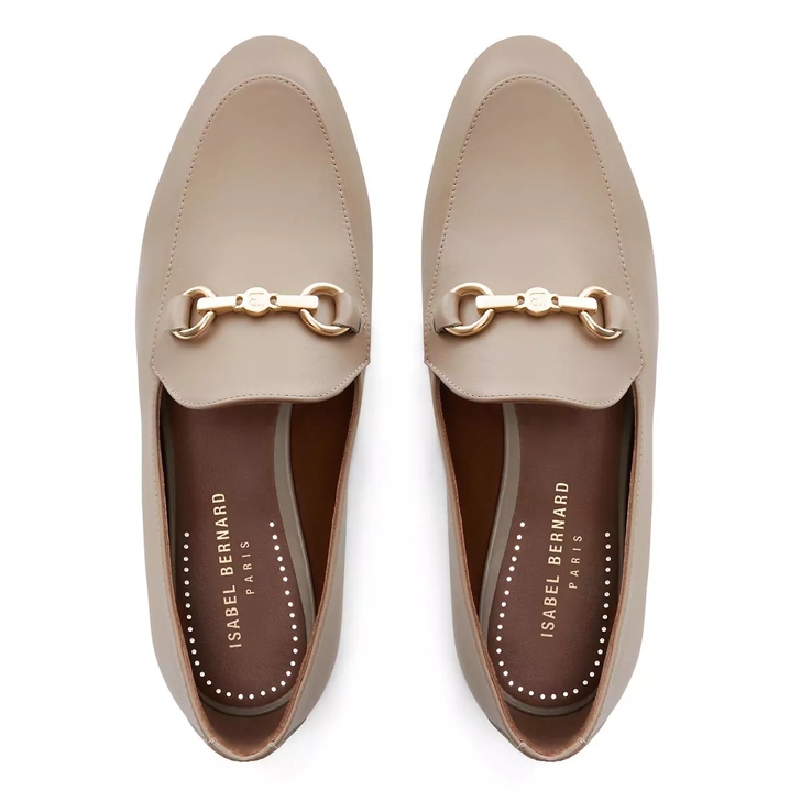 Isabel Bernard Vendôme Fleur calfskin leather loafers taupe