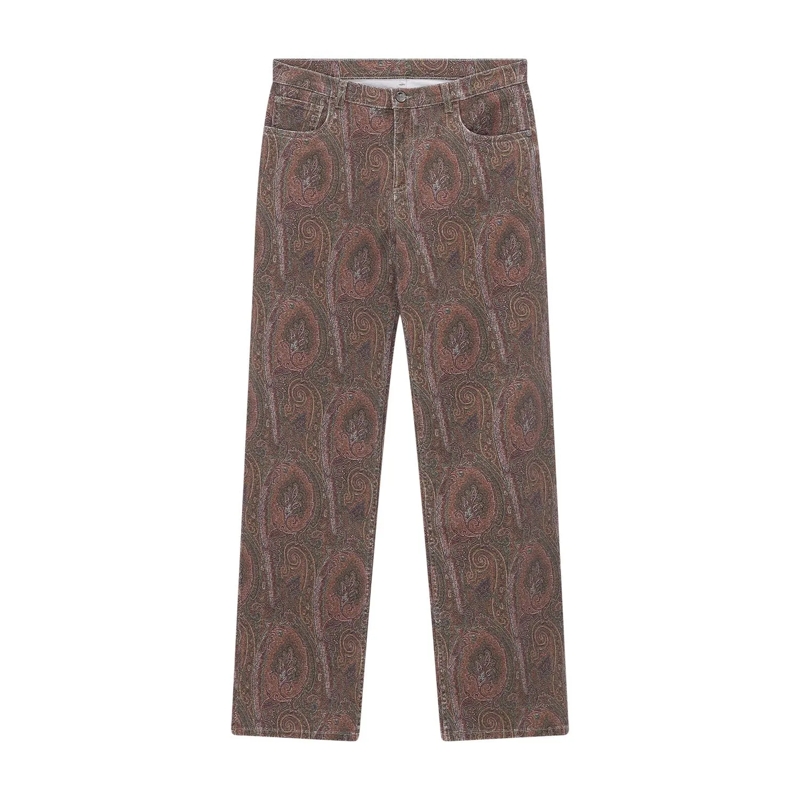 Etro Hose Straight-Fit Jeans mit Paisley Muster braun
