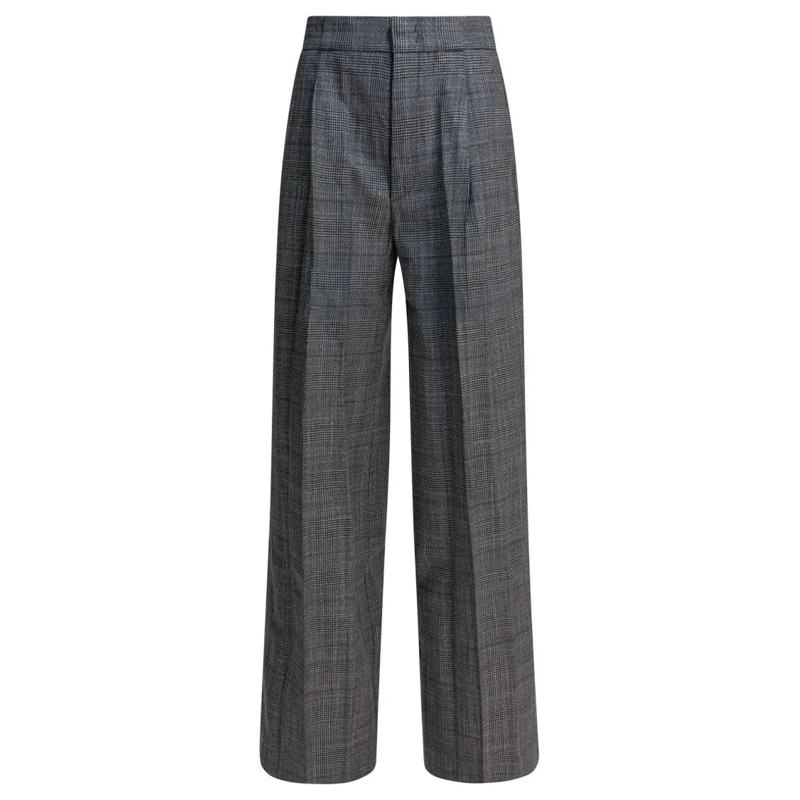 Sa Su Phi  Wide-Leg Trousers With Tailored Fit And Subtle Che Grey