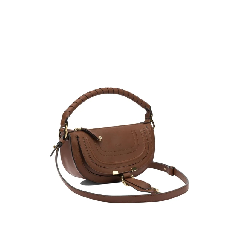 Chloé Schultertasche Compact Shoulder Bag With Saddle Stitching Brown(Image 2)