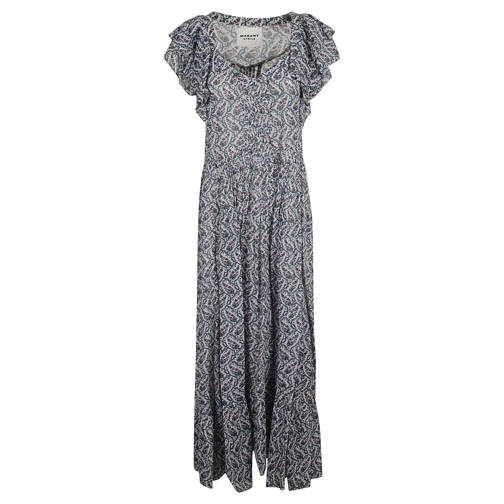 Etoile Isabel Marant  Maxi Dress In Beige With Ruffled Sleeves Grey