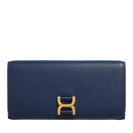 Chloé Open Fold Continental Wallet Blue Klaffplånbok