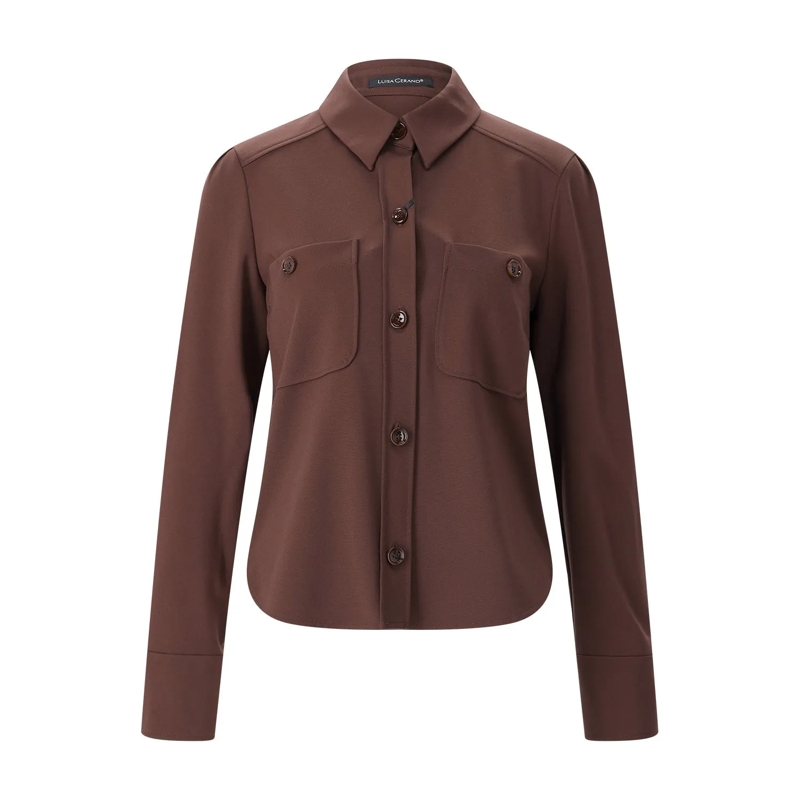 Luisa Cerano Bluse Hemdbluse aus Viskose-Mix braun