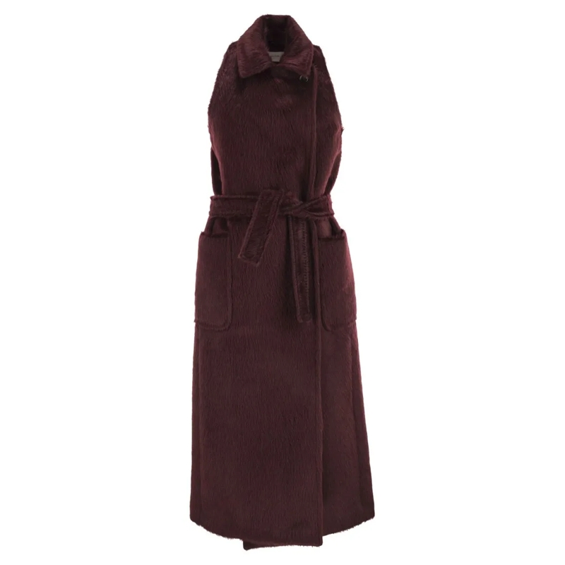 Max Mara Winterjas Abbozzi1234 - Sleeveless Coat In Alpaca And Wool Burgundy
