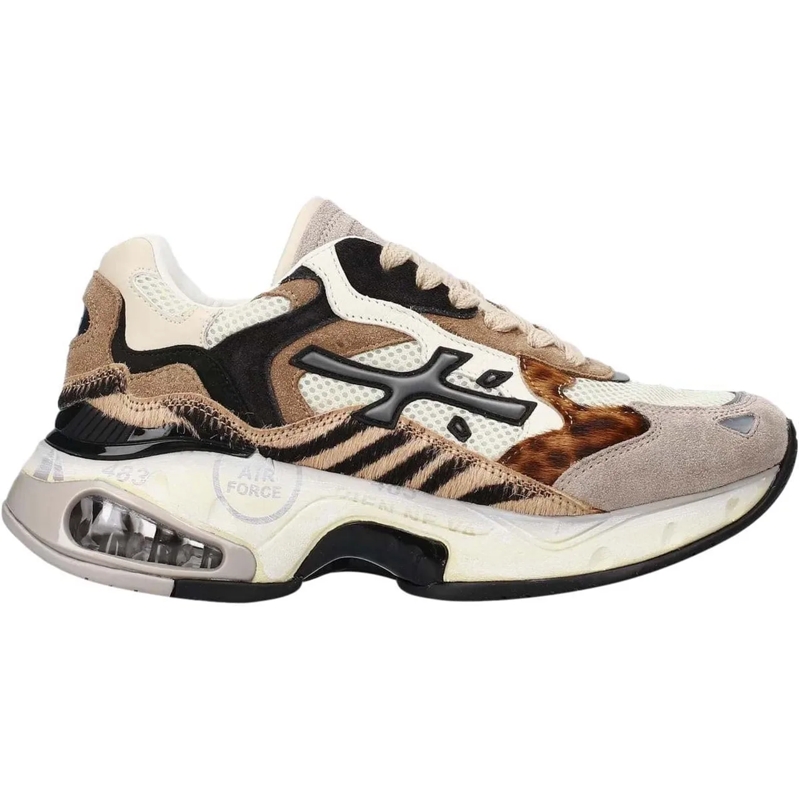 Premiata Low-Top-Sneaker Contemporary Chunky Sneakers With Mixed Materials Neutrals