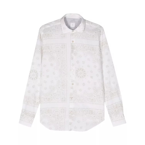 Eleventy Paisley-Print Button-Up Shirt White 