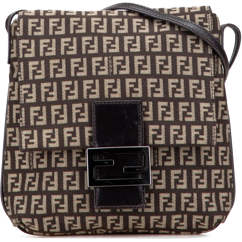 Fendi Schultertasche Zucchino Canvas Crossbody braun