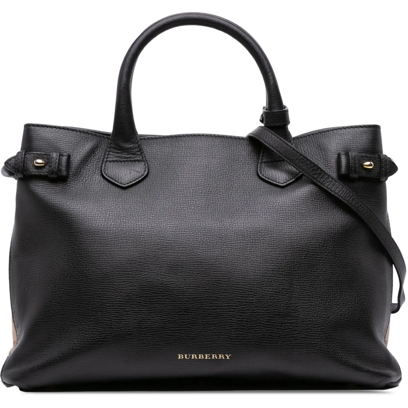 Burberry Sac à bandoulière Medium Leather and House Check Banner Satchel schwarz