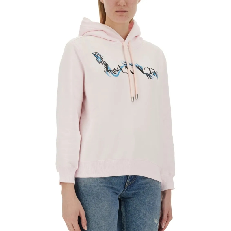 Lanvin  Relaxed Fit Cotton Sweatshirt With Front Print White (Image 3)
