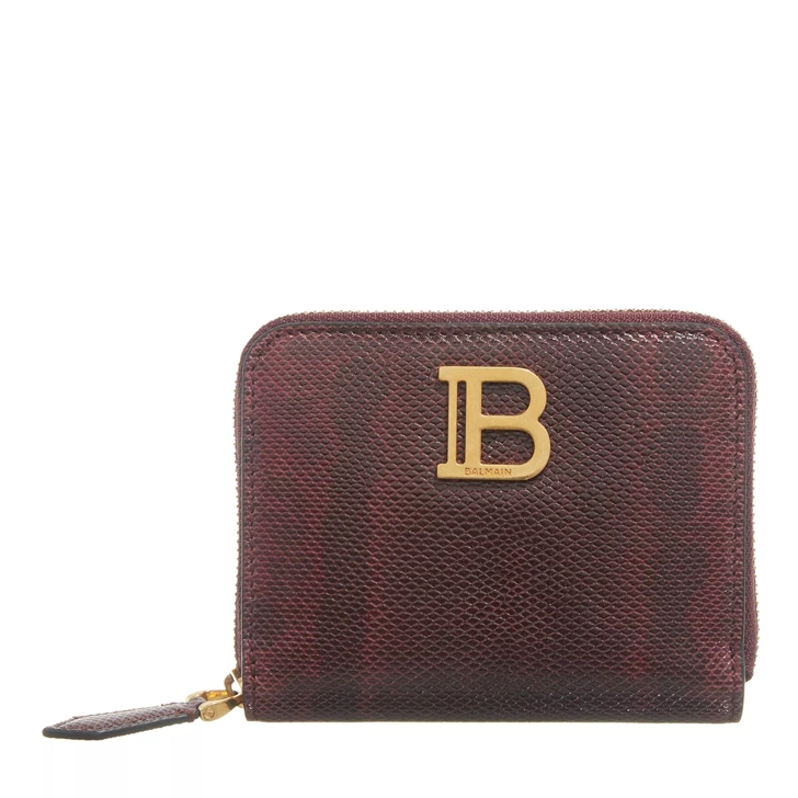 Balmain B Buzz Karung Purse Bordeaux Zip Around Wallet