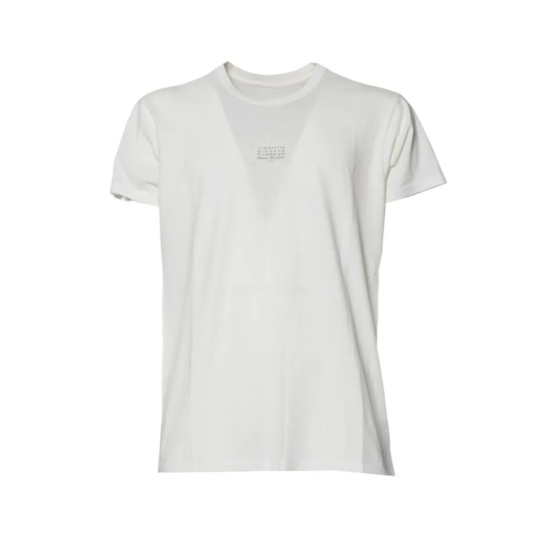 Thumbnail - Maison Margiela - Cream Cotton T-Shirt With Logo Print - Größe M - beige