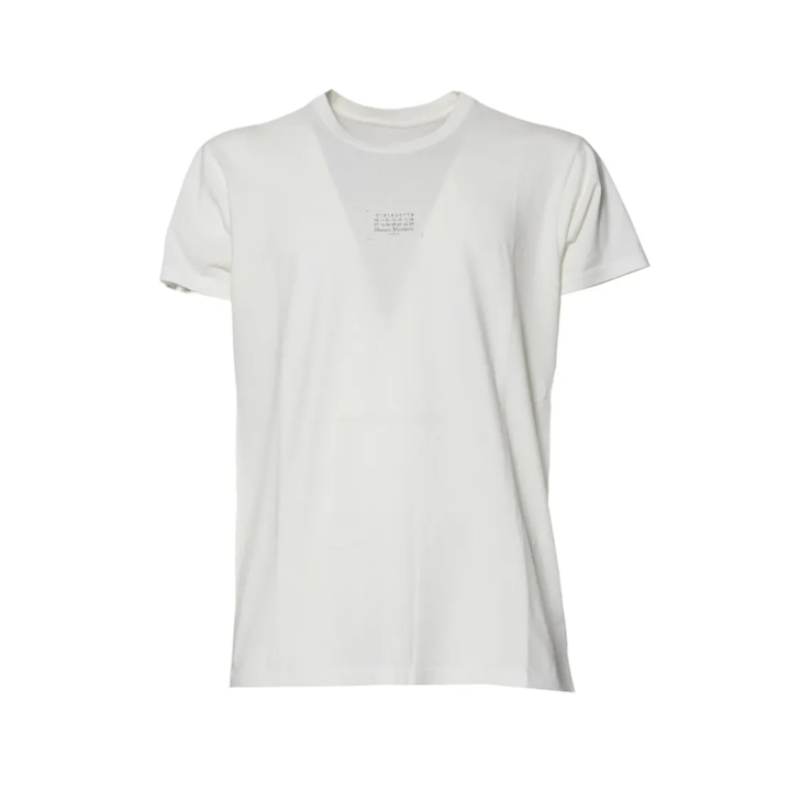 Maison Margiela Cream Cotton T-Shirt With Logo Print