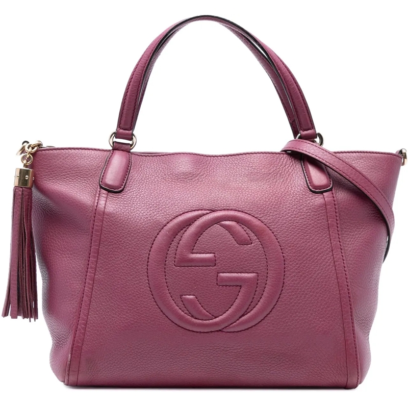 Gucci Schultertasche Small Pebbled Leather Soho Cellarius Satchel lila