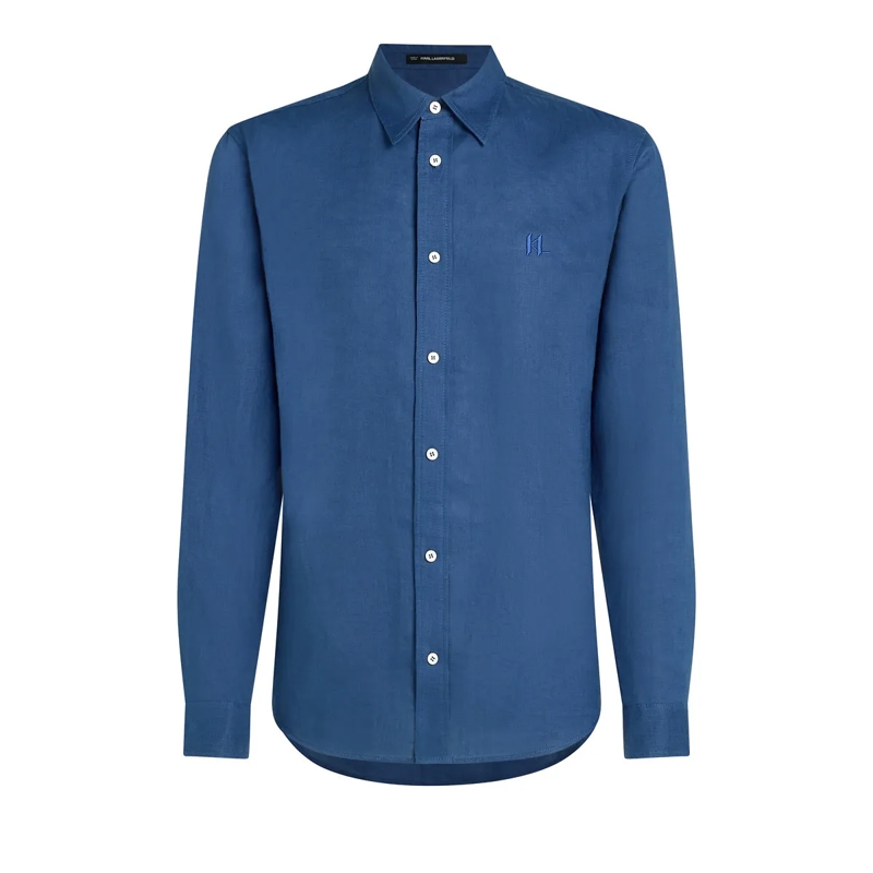 Karl Lagerfeld Hemd KL MONOGRAM LEINENHEMD blau