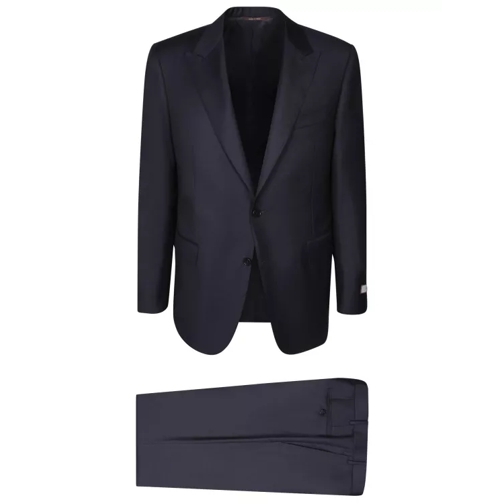 Canali Blue Wool Suit Black 