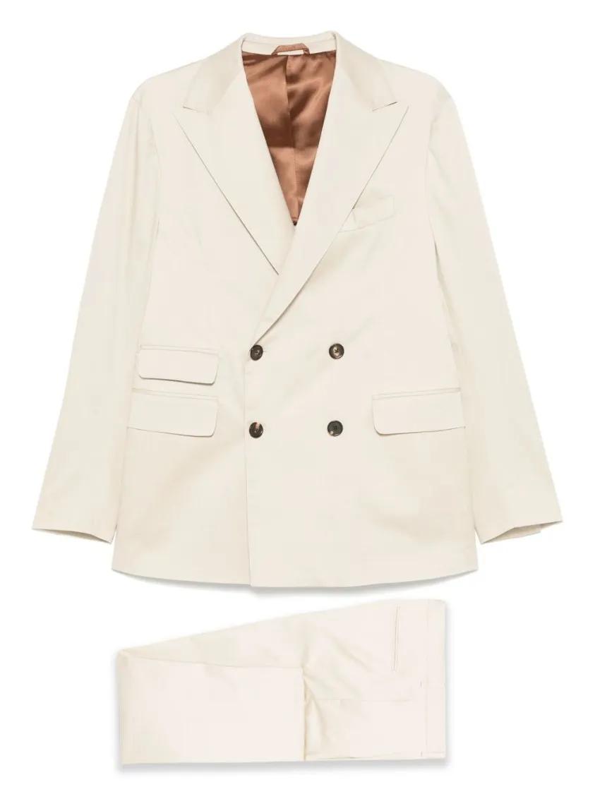 Thumbnail - Doppiaa - Double-Breasted Light Beige Blazer With Matching T - Größe 50 - beige