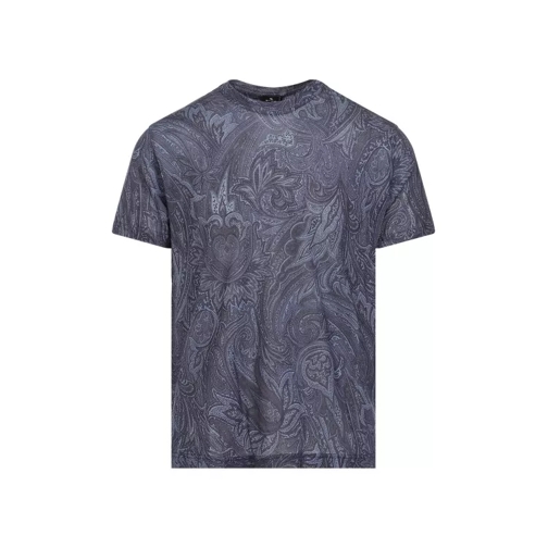 Etro Roma Blue Lyocell T-Shirt Blue 