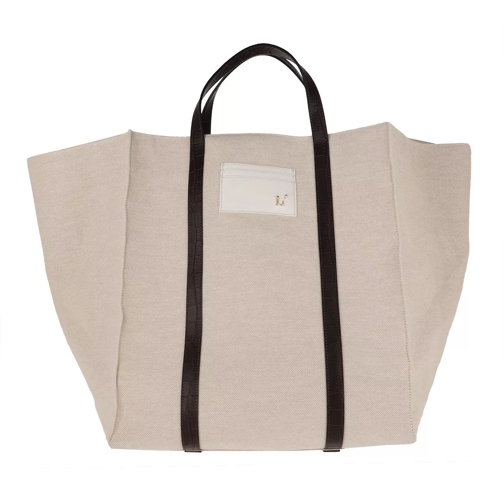 L´Autre Chose Canvas Shopping Bag Beige/Dust Grey Draagtas