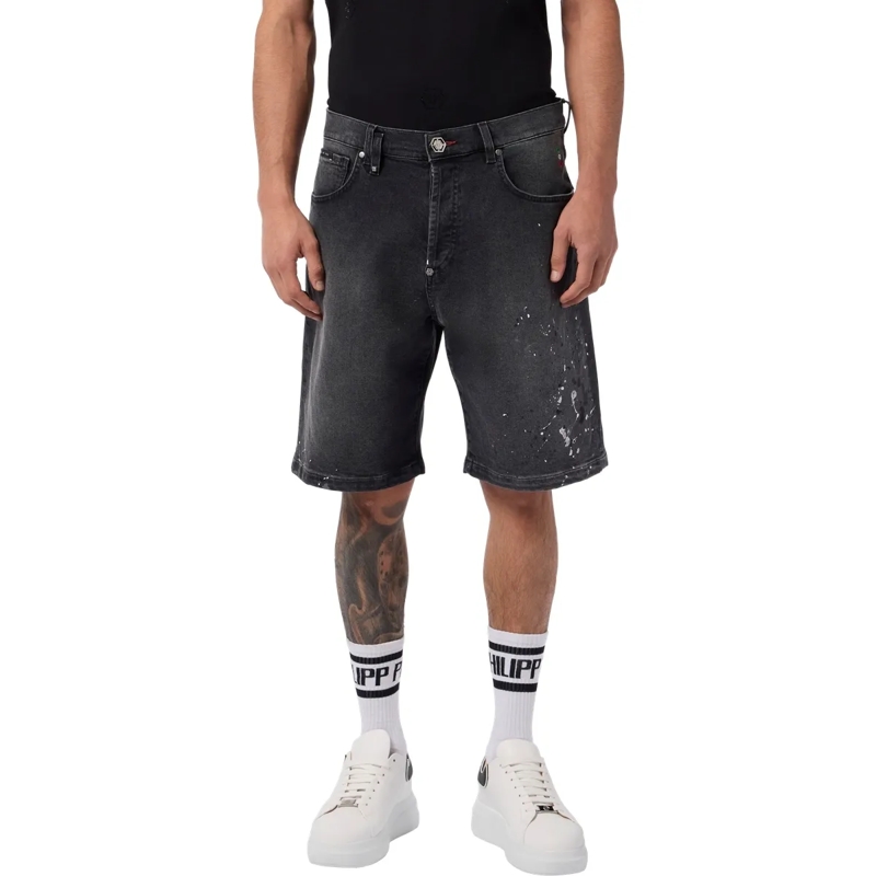 Philipp Plein Shorts Denim Shorts Paint schwarz(Image 3)