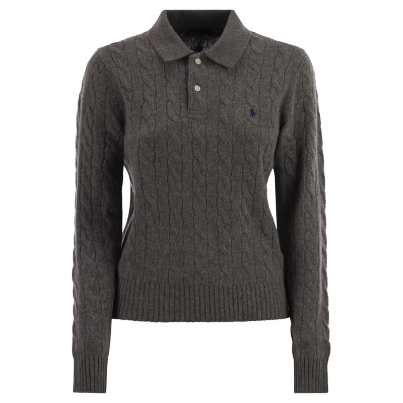 Polo Ralph Lauren Langärmeliges Oberteil Strickpullover mit Zopfstrick Grau