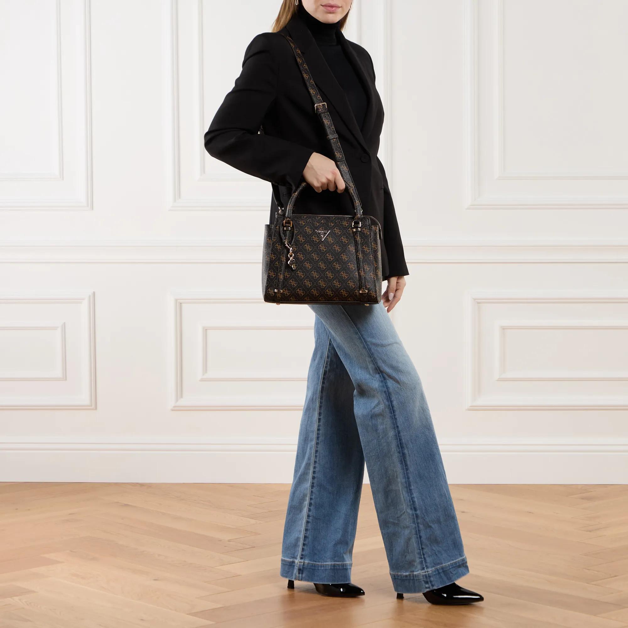 Guess Eco Erica Comp Satchel Brown Logo Tote