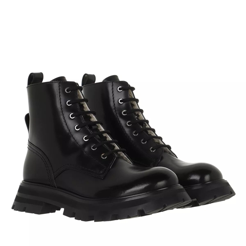 Alexander McQueen Ankle Boots Leather Black Lace up Boots