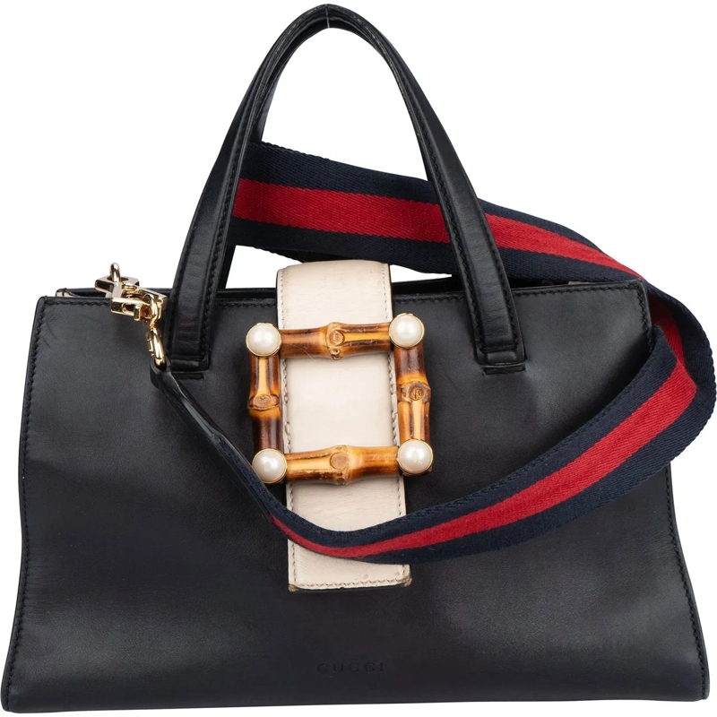 Gucci Schultertasche Gucci Bicolor Calfskin Bamboo Buckle Handbag mehrfarbig
