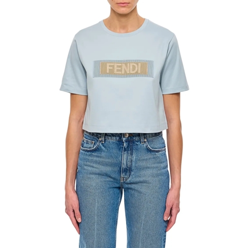 Fendi T-shirts Light Blue Ribbon T Shirt Blue