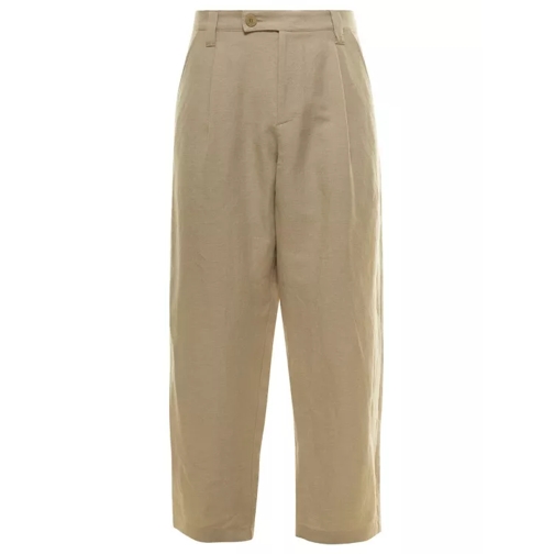 A.P.C. Renato' Beige Cropped Pants With Pinces In Linen A Neutrals Linnebyxor