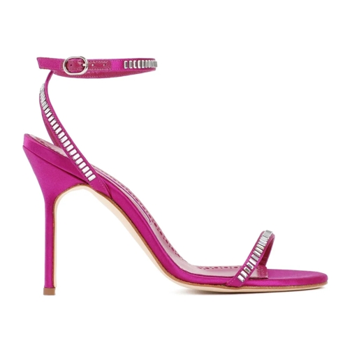 Manolo Blahnik Sandale Pink Satin Crinastra Sandal 105 Pink