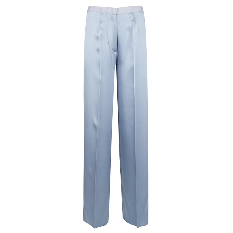 Forte Forte  Tailored Blue Trousers With Subtle Pleats And Smoo Blue